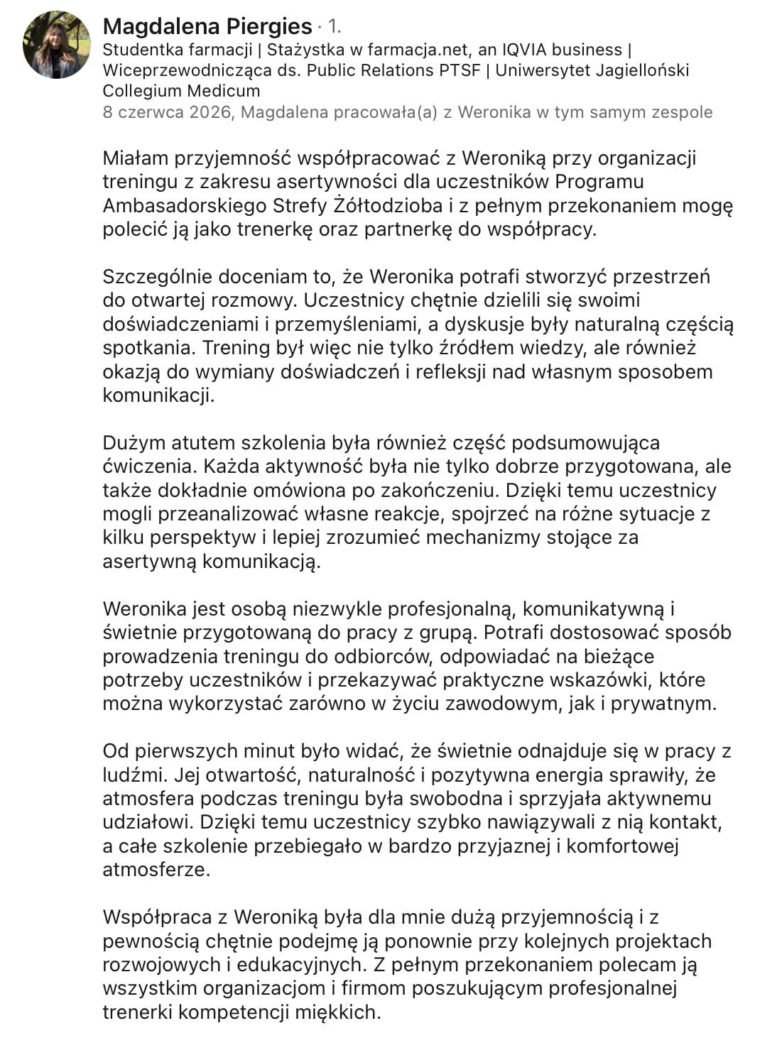 Opinia uczestnika