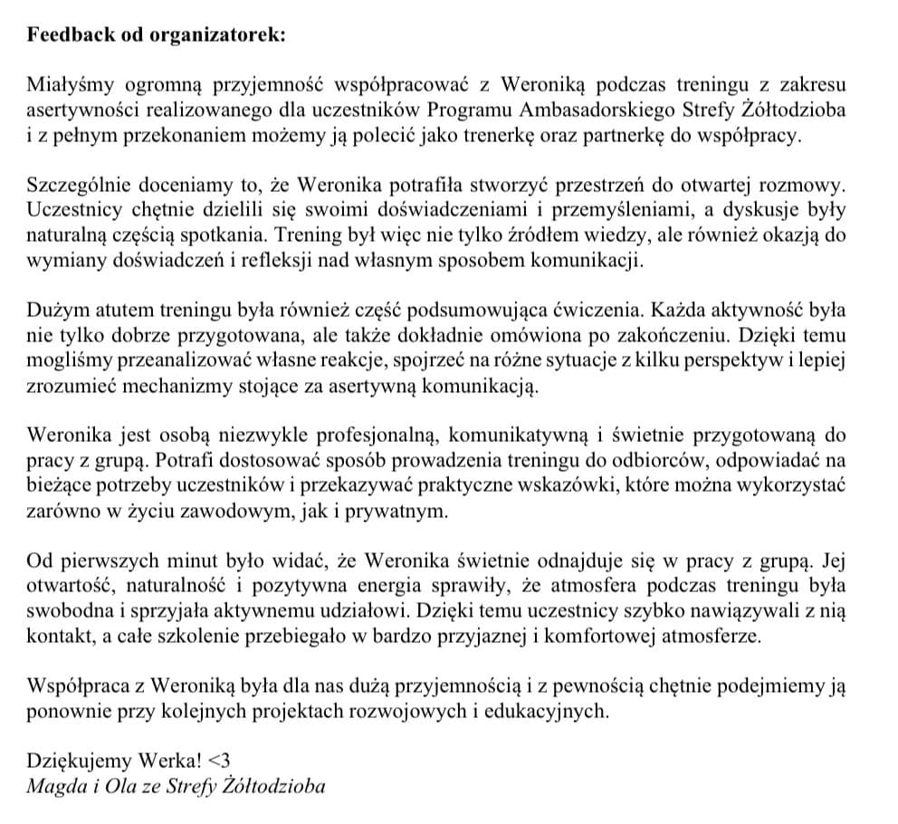 Opinia uczestnika